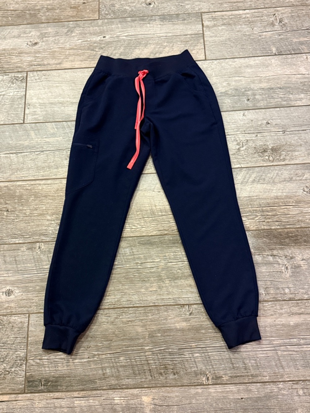 Figs Navy Zamora High Waisted Joggers with Coral Drawstring